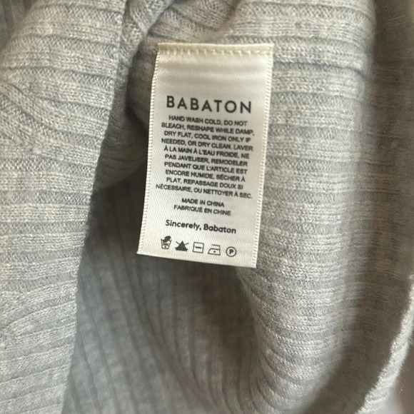 NEW Aritzia Babaton Nathaniel Cropped Crew Neck Sweater in Heather  Grey | sz XS - Picture 4 of 5